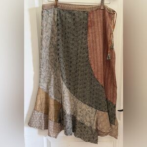 Sacred Threads Cotton Patchwork Skirt Sz L Boho Indie Hippie  Festival Coachella